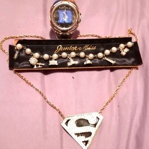 Dc bracelet superman neckless and gm tm watch